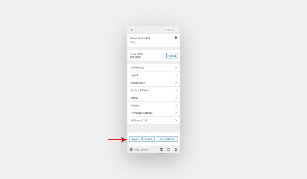 Export, Import and Reset Settings for Wiz WordPress Theme